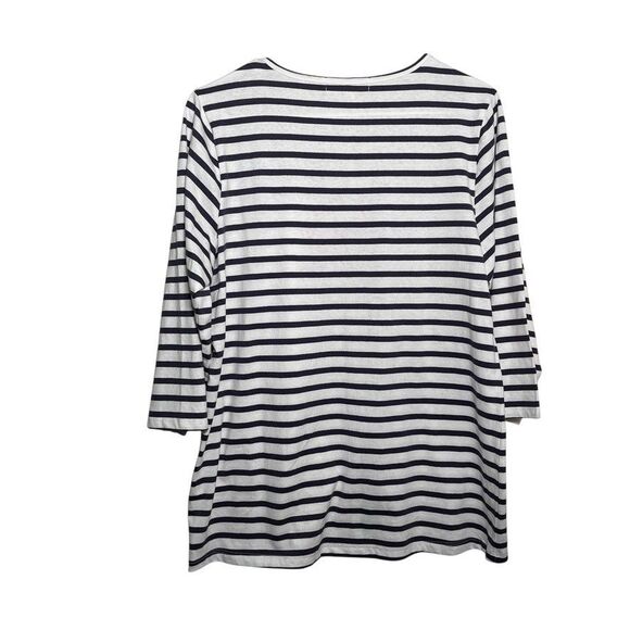 Cactus + Pearl Blouse Women's Medium Striped 3/4 Sleeve Crab Metallic Top - Picture 5 of 9